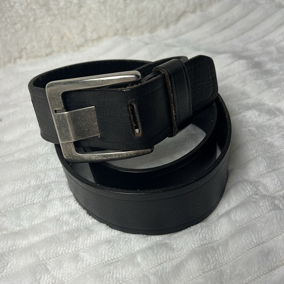Black square buckle men’s leather belt size 38 - Picture 1 of 5
